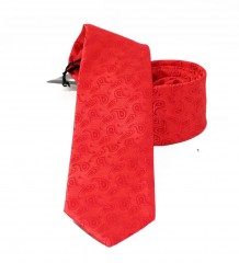                    NM slim szövött nyakkendő - Piros mintás Mintás nyakkendők